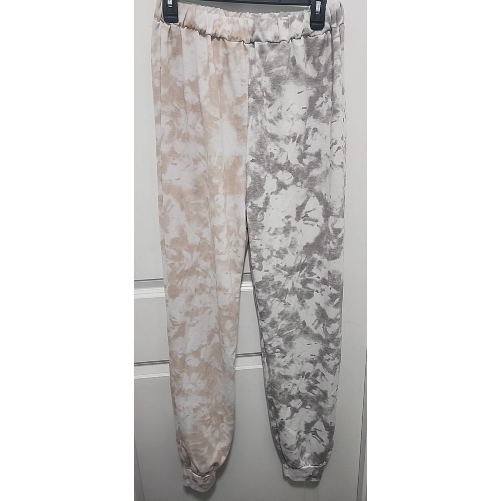BOOHOO ~ Sz 8 Woman's Cuffed Hem Pull On Sweat Pants Gray White Tan